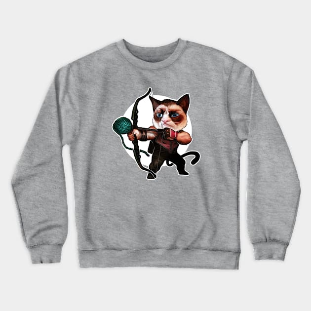 Hawkeye Cat Crewneck Sweatshirt by Corbella